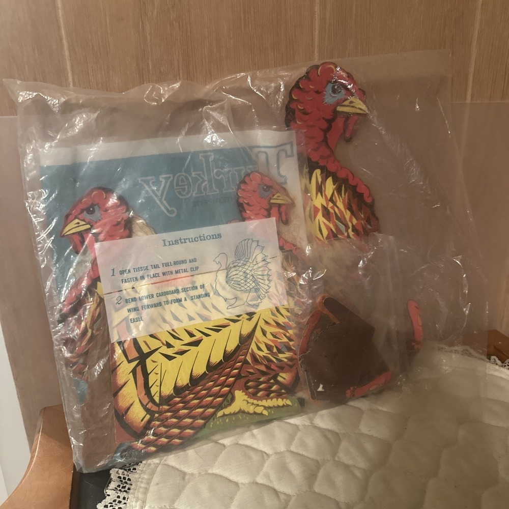 Vintage Set Of Thanksgiving Decoration Honeycomb Die-Cut Turkey 1 Lg 2 Md 4 Sml - Picture 13 of 13